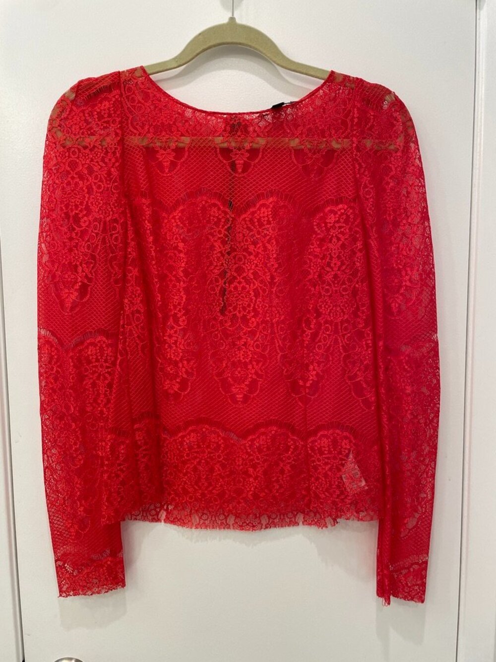 Joe's Jeans Red Lace Long Sleeve Top